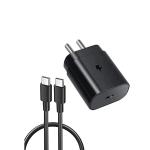 eKus Ultra Fast 25W Fast Charger Compatible For Samsung Galaxy F62, F 62 Charger 25 W Travel Adapter for Cellular Phones with USB C to Type C Cable - (Black)