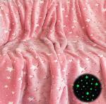 AHC Pink Polyester Glow In The Dark Microfiber Blanket For Kids 150 x 100 cm