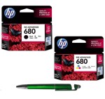 HP 680 Original Ink Cartridge (Black & Colour) (Set of 2) With ITGLOBAL 3in1 Multi-Function Pen