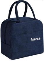 Adirsa Lb3003 Navy Blue Insulated Lunch Bag/Tiffin Bag For Women, Kids, School, Picnic, Work Carry Bag For Lunch Boxes (Canvas), 5 Liter