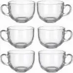 GROWWISH Convenient Solid Handle Set Of 6 190Ml Glass Coffee Mug (70 ml, Pack of 6)