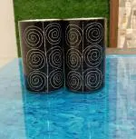 Caffeine Ceramic Stonware Handmade Black Doodle Water Glass 300ml Set of 2