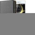 Juberous Leather Magnetic Vintage Flip Wallet Case Cover for Lenovo K8 Note (Black)