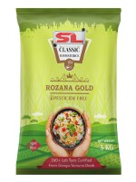 SL (LABEL) Classic Rozana Gold Basmati Rice 5 KG | Certified PESTICIDE FREE Rice | Biriyani-Special Rice | Extra-Long, 2 Years Aged Rice| Green Pack