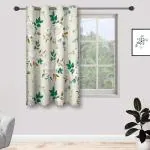 Amazures 3 Blue Color Multi Leaf 3D Digital Printed Polyester Eyelet ShilhouetteWindow Curtain - 4 x 5 Feet (Pack of 3)