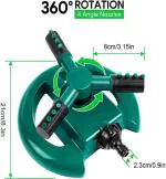 Garden Sprinkler-Automatic Lawn Water Sprinklers for Yard 360 Degree 3- Arm Rotating Sprinkler System