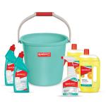 Spotzero By Milton Bucket Bathroom Cleaning Kit-(Bucket 1pc x 18 Ltrs,Disinfectant Toilet Cleaner 2pc x 500 ml,Disinfectant Floor Cleaner 2pc x 1 Ltrs),Multipurpose Disinfectant Cleaner 1pc x 500 ml)