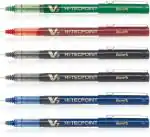 Pilot Hi-Tecpoint V7 Fine Point Liquid Ink Pen | Tip Size - 0.7 MM | Unique Dimple Tip Technology | Ink Colour - 2 Blue, 2 Black, 1 Red and 1 Green | Pack of 6