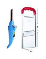 Blue Wonder Dolphine Shape Electric Gas Lighter With Stainless Steel Ajanta Slicer and Multicolour, Pack of 2