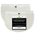 HINTOSS Cotton Yogurt Strainer Bag / Nut Milk Bag / Juice Strainer Bag / Sprouts Bag - Pack of 3 | Cheese Cloth Bag & Hung Curd Cloth Bag Fully Made-up of Unbleached Muslin Cloth for Kitchen