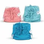 BUMTUM Baby Nappy | Baby Cloth Diaper Combo With Size Adjustable | Band & Wet Free Inserts| Reusable Nappy| Smart Langot For Babies |Medium Size-Multicolour, 3 Counts