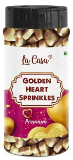 La Casa Metallic Golden Heart Shaped Sprinkles 100 Gm