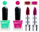 OUR BEAUTY Perfect Combo Of Velvet Matte Lipsticks Ultra Shine Nail Polish (Set Of 4)