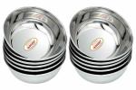 JAGGERY Stainles Steel Heavy Mirror Finish Bowl, Vati Set, Pack of 12, Capacity-150 ml, (Dia-9cm, H-4cm)