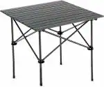 Inditradition Multipurpose Folding Utility Table | Ideal for Indoor & Outdoor Picnic | Aluminium Stackable Top & Frame (21x21x20 Inches, Black)