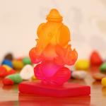 eCraftIndia Pink & Orange Embossed Crystal Double Sided Car Ganesha Showpiece 5.5 x 3.5 x 7.5 cm