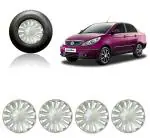Enexoya Silver Tata Manza Unbreakable Press Type Fitting Wheel Cover (15 inch) pack of 4