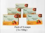 Waiba PACK OF 5 PAPAYA HERBAL SOAP (5 x 100 g)