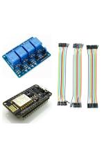 Robotbanao 4 Channel Relay Module Esp8266 Lua Amica Development Board and Jumper Wire Set 60 Pieces Combo