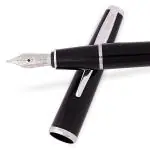 Scrikss Vintage 33 Glossy Black Fountain Ink Pen With Medium Size Nib, Chrome Trims, Mounted Converter For Writing Office Corporate Gifting Professionals Students