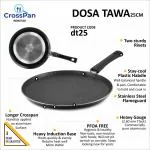 CrossPan NonStick Dosa Tawa 25cm, Aluminium Black, Hammer Tone, 3 Coats