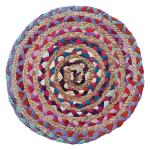 Kuber Industries Handmade Round Braided Carpet Rug|Organic Natural Jute Placemat For Bedroom,Living Room,Dining Room,37x37 cm,(Multicolor)