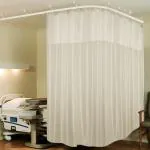 Hospital Partition Curtains, Clinic Curtains Size 9 Width x 7 Feet Height, Channel Curtains with Net Fabric Hole Design, 100% Polyester Cubicle Curtain 18 Rustfree Metal Eyelets and 18 Plastic Hook C-rings, White, Zig Zag Design (108x84 Inches, Pack of 1)
