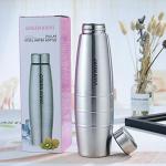 Cracker Silver Stainless Steel Single Wall Sports Fridge Water Bottle 1L