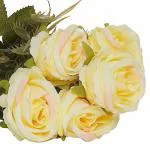 SpecialYou.in Artificial White Roses with Stems for DIY Home Decoration,Wedding Bouquets, Anniversery Party, Baby Shower,Birthday Party Pack of 5 - [Pot not Included]