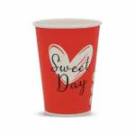LK Paper Cup Sweet Day Disposable Color Paper Tea/Coffee Cups, (Pack of 100Pcs, 210 ml - Red)