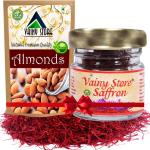 Vainy store Premium Kesar Saffron Beauty, Cooking, Tilak, Pooja, Multipurpose 1 Gm Saffron + ( 100 gm Almonds ) Combo Pack (2 x 0.5 g)