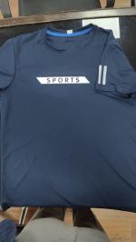 LI Cotton pq fabric Solid Polo Neck Cotton Blend navy T-Shirt