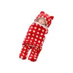 BUMTUM 3-in-1 Hooded Baby Soft Blanket Wrapper| Swaddle For New Born Babies(Boys & Girls) 0-6 Months, Travel-Friendly, Polka Dot Design (Red)