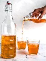 Bormioli Rocco Spa Moresca Clear Glass Bottle with Cap 1 L (Set of 2)