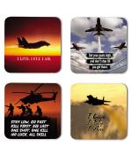 Whats Your Kick I Live I Fly I Am Quotes Planes Quotes Aircraft Quotes Printed Set of 4 Coaster With Metal Stand