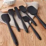 SS COLLECTION Silicon Kitchen Spatula Set Kitchen Tools Nonstick Spatula Chamcha Set cooking Tools Oil Brush Cake Smoother Cook Chamcha Black [ Set Of 6 PC ]
