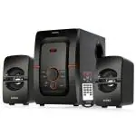 Intex BANG PLUS FMUB 2.1 Channel 54 W Sound Output Bluetooth Speaker with Multiple Input, Output, Recording Feature, Power Indicator LED Display, In-Built Digital FM PlayabilityMain Unit-Wooden, Satellite-Plastic Body (Black)