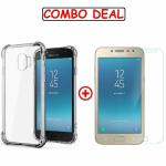 Kite Digital Samsung J2 (2018) Transparent Bumper Shock Proof Corner Soft TPU Silicone Flexible Back Case Cover and Premium Tempered Glass Screen Protector