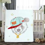 Baby Moo Dream With Stars White One Ply Blanket