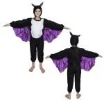 Kaku Fancy Dresses Fleece Bat Bird Costume For Kids - Black - Purple, 3-4 Years|For Boys