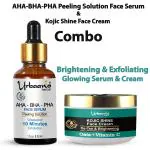 Urbaano Herbal 30% (AHA+BHA+PHA) Peeling Serum & Kojic Shine Cream Combo for Glow & Even Tone Skin (30ml + 50gm)