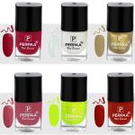 Perpaa Red, White, Glitter Pink, Golden, Neon, Deep Red Nail Polish (Pack Of 6)
