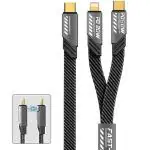 Verilux 2 In 1 Charging Cable, Usb C To Light-Ning/Usb C Cable Charger Cable 65W Fast Charging Usb C Cable Usb C To Light-Ning Charger Cable For Iphone 15 14 Pro Max/13Pro/12/11/X/Xr/Xs/8, Gray