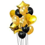 My Party Suppliers Black Gold Latex Helium Star Balloons Set for Happy Birthday Party Decorations Balloon Party, 14 pcs