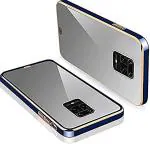 ClickAway Redmi Note 10 Lite Back Cover Gold Electroplating Transparent Chrome Raised Edges Super Soft-Touch Bumper Case (Blue)