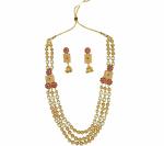 Gyaan Jewels Handmade Gold Plated Copper Earring and Necklace Set Gold (Women, Girls) Free Size