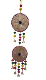 Decoration Craft Red Chakri Traditional Hanging for Pooja, Party, Home, Main Door ,Diwali & Other Festival Decoration (2 Pcs)