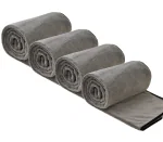 Auto Hub Big Size 90X60 cm Microfiber Cloth for Car - Ultra Soft - Suede Edges & Dual Sided Microfiber Cloth - Lint & Streak Free Car Cleaning Cloth - Multipurpose Car Wash Cloth for Drying-4pc,Grey