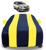 Auto Hub Car Cover Compatible with Innova with Mirror Pockets, Triple Stitched, Water Resistant Car Body Cover, Navy, Yellow