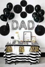 SPECIALYOU.IN Father's Day Decoration Items with Black balloons for decoration & DAD foil balloons for decoration | paper fan decoration set | Birthday decoration items for father - 14 pcs